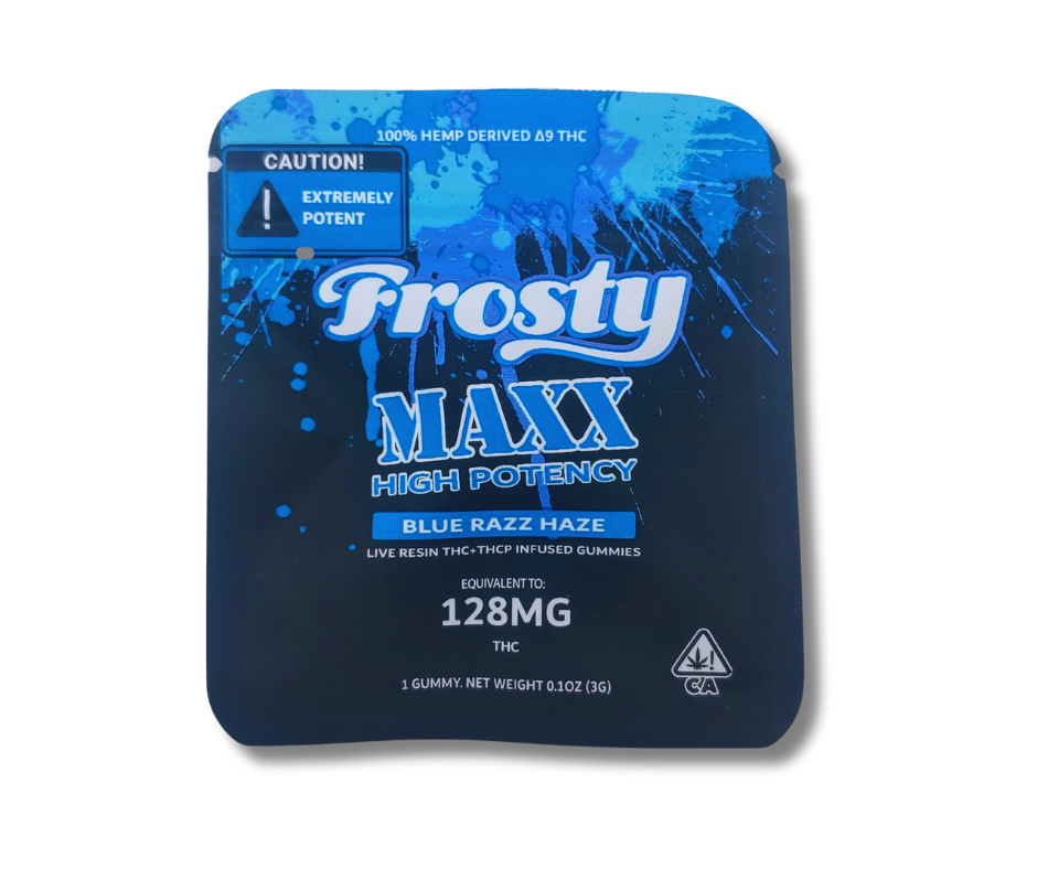Frosty MAX D9+THCP Blue Razz Haze Gummies