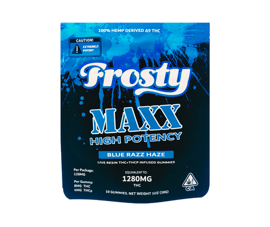Frosty MAX D9+THCP Blue Razz Haze Gummies