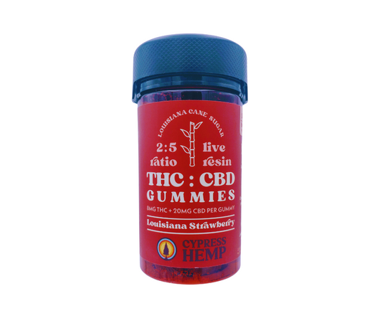 Cypress Hemp D9+CBD Louisiana Strawberry Live Resin (Sativa) Gummies
